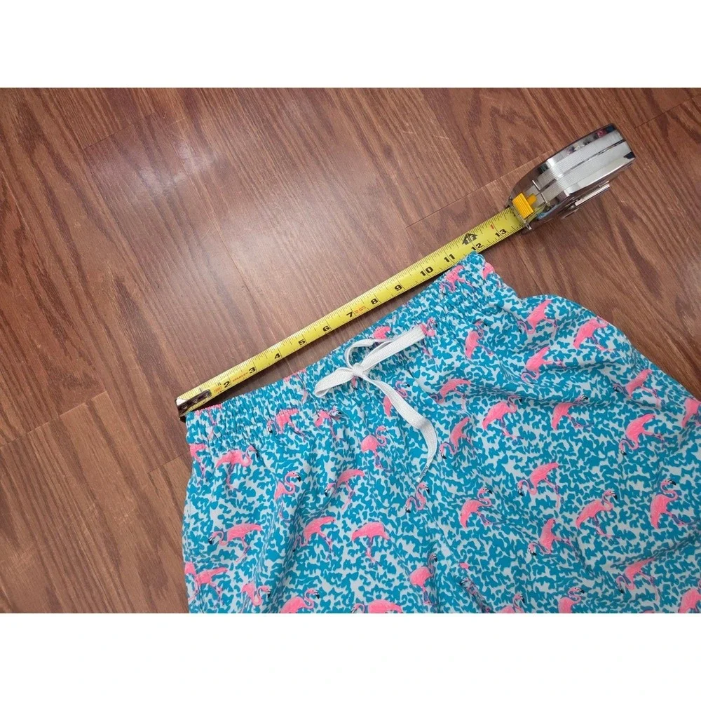 Chubbies Mens Flamingo Print Swim Trunks Blue Pink Mesh‎ Lined 7 In Inseam Small